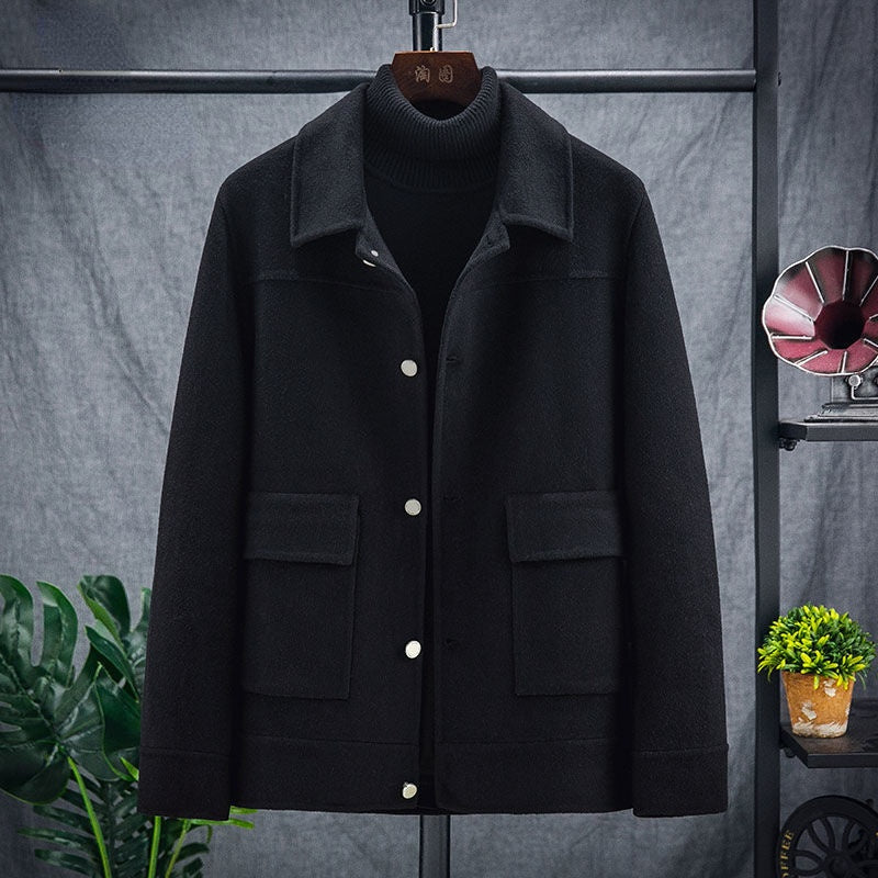 2021 Autumn Winter New Mens Wool Coat Mens Turn-down Collar Single Breasted Woolen Jacket Man Thick Warm Casual Outerwear B417