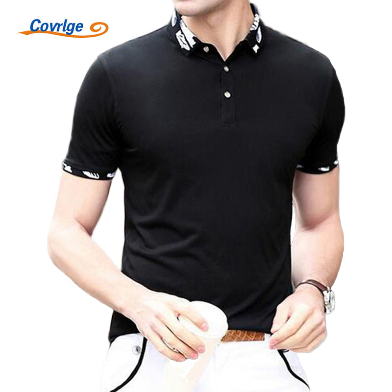Covrlge Mens Polo Shirt Brands Summer Fashion Polo Tops Luxury Men Solid Short Sleeve Tee Shirts Brand Casual Polos MTP018