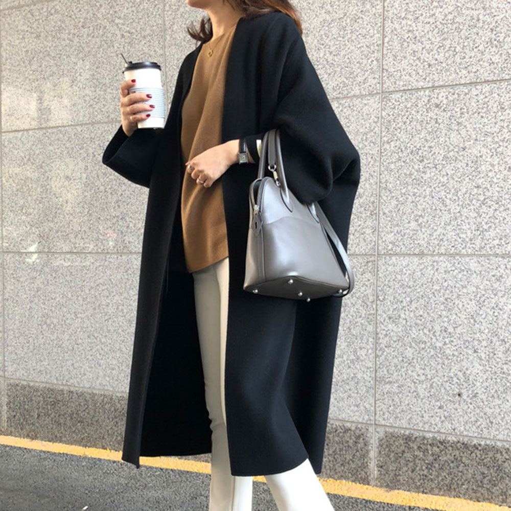 Women&#39;s 2021 Autumn/winter New Coat Temperament Commuter Solid Color Korean Style Straight Loose Windbreaker Jacket