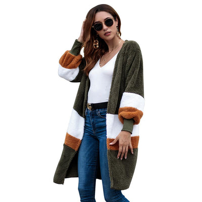 New women's European and American autumn and winter explosions loose sweater long cardigan plush coat AL3165