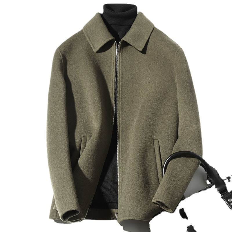 2021 Autumn Winter New Men&amp;#39;s Woolen Jackets Casual Coat Men Turn-down Collar Windbreaker Woolen Overcoat Thick Warm Jacket B412