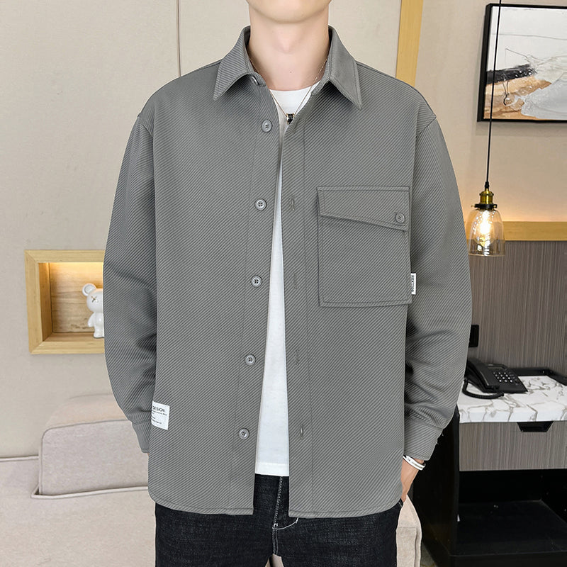 2022 New Fall Twill Lapel Shirt Brand Casual Long Sleeve Personality Pocket Coat Loose Cargo Top