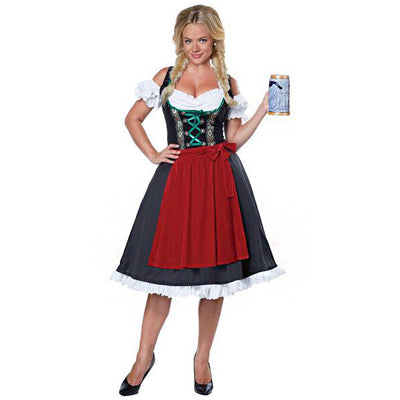 Germany Ladies Oktoberfest Beer Girl Maid Costume Dirndl Waitress Short Fancy Dress