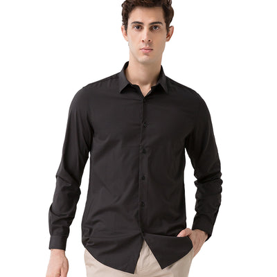 CHCH New Solid Color Men's Shirts Bamboo Polyester Soft Breathable Sweat-absorbent Casual High Quality Long Sleeve Men's Shirts
