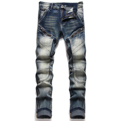 2022ss Stretch Men's Trousers High Quality Casual Panel Patch Skinny Mens Jeans