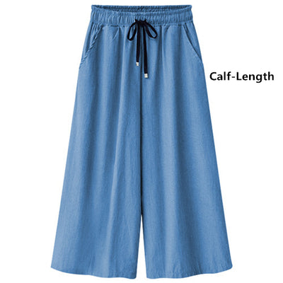 Jeans For Women Summer High Waist Plus Size Elasticity Ankle Length Loose Wide Leg Female Denim Pants 4xl 5xl 6xl