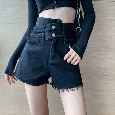 High Waisted Jeans New Irregular Cowboy Shorts Female High Waist Loose Show Thin Broad-leg Cowboy Shorts