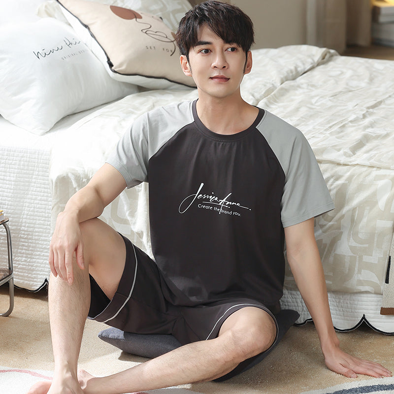 Korean Minimalist Style Men Pajamas Set Short Sleeve Short Pants Modal Sleepwear for Boy Leisure Mens Pijamas Fashion Homesuits