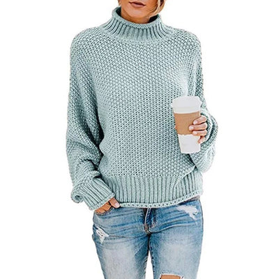2021 Basic Autumn Winter Pullover Sweater Jumper Turtleneck Women Sweaters Knitted Pullover Tops Fashion Soft Warm Pull 17153