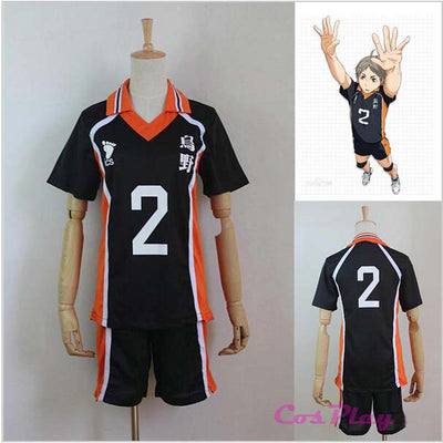 Hot Anime Karasuno High School Haikyuu Costume No.2 Koushi Sugawara Sportswear  Uniform