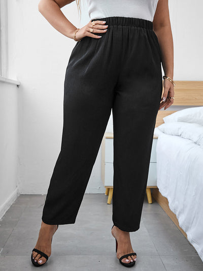 TOLEEN 2022 Spring Summer Outfits Fashion Women's Large Plus Size Elastic Pants Black Casual Formal Trousers Oversized Clothing