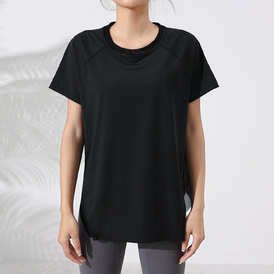 Summer Women Loose Yoga Shirts O-Neck Short Sleeve Sport T-Shirts Mesh Running Sportwear Girls Quick Dry Gym Fitness Tops Blouse