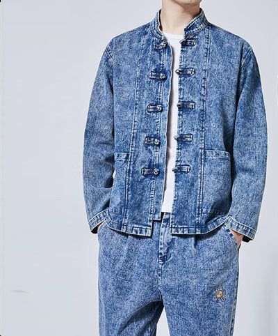 Chinese Style Denim Jacket Men Streetwear Oriental Clothes Men Jeans Jacket Men Hip Hop Windbreaker Men Jacket Coat 5Xl KK3266