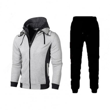 1 Set Sweatshirt Sweatpants Set Popular Contrast Color Hoodie Drawstring Pants Male Sport Outfit