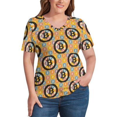 Crypto  T-Shirts Coin Blockchain Street Wear V Neck T Shirt Short-Sleeve Modern Plus Size Tees Pattern Tops Birthday Gift