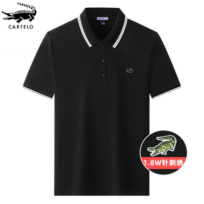 CARTELO crocodile summer new POLO shirt men's short-sleeved young and middle-aged business mercerized cotton lapel T-shirt