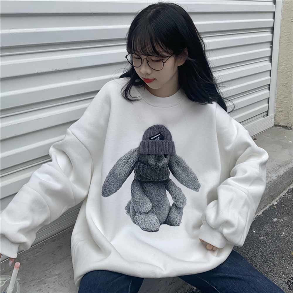 Spring Autumn Cute Bear Print Sweatshirt Kawaii Hoodies Women Top Clothes Hoody Female