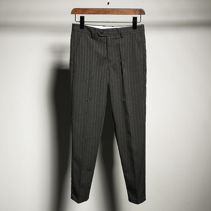2022 Spring Autumn Men&#39;s Formal Suit Pants Straight Elastic Breathable Stripe Casual Trousers Male Business Trousers T192