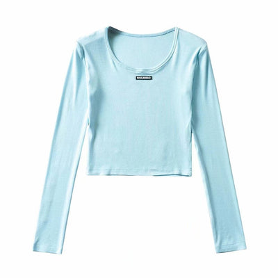 Mermaid Curve Women's Autumn Slim Breathable Yoga Top Long Sleeve Letter Sports T-Shirt Bright Color Dance Fitness T-Shirt