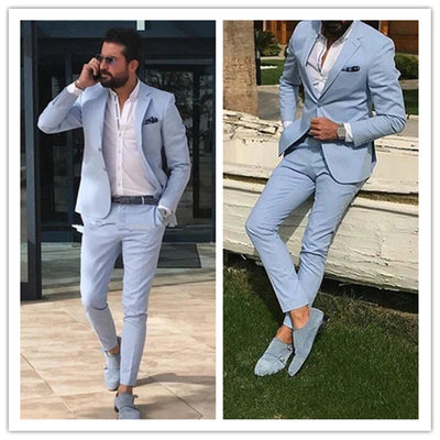 2Pc Suit Supply Pink Men Suits For Wedding Jacket Set Formal Slim Fit Stylish Design Style Men Cotton Clothing Two Button Blazer