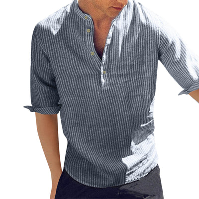 Men T-shirt Button Casual Top