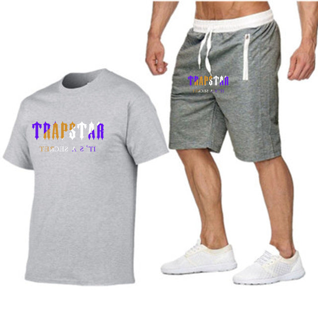 2022 New Trapstar Men&#39;s Clothing T-shirt Sportswear Sets Harajuku Tops Tee Funny Hip Hop Color T-shirt Beach Casual Shorts Set