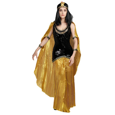 Woman Arab National Dress Egyptian Pharaoh Cleopatra Roman Princess Cosplay Dress Headwear 2Pcs Set Halloween Cosplay Costumes