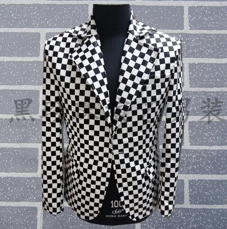 2021 Men Suits Designs Masculino Homme Terno Stage Costumes For Singers Men Plaid Blazer Dance Clothes Jacket Style Dress Korean