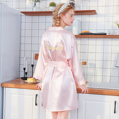 Nightgown Wedding Makeup Gown Embroidered Thin Cardigan Gown Bridesmaid Morning Gowns Sexy Robe Women's Leisure Tops Pajamas