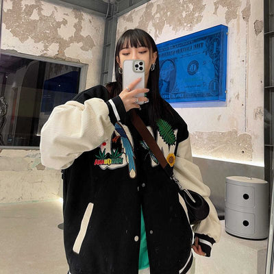 Vintage Trend Jackets 2022 Spring Autumn New Baseball Uniforms For Men Women Personality Embroidery Tops Corduroy Stitching Coat