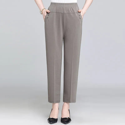 Summer Thin Nine-point Pants 2022 Fashion Loose High-waisted Straight-leg Pants Middle-aged Mother Wear Large Size Casual Pants