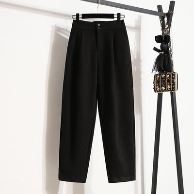Women Ankle-length Casual Pants Office Lady Work 2022 Spring Simple Style All-match Woolen Ladies High Waist Harem Trousers