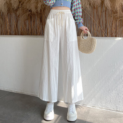 Cotton and Linen Wide-leg Pants 2022 New Nine-point Pants Cotton Pants Women's Spring and Summer New Loose Big Pocket Pants