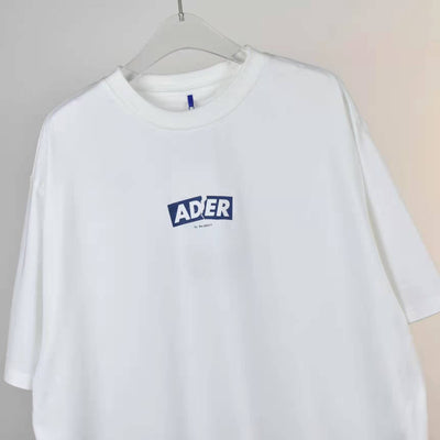 ader early spring new letter print crack logo simple round neck couple half sleeve T-shirt