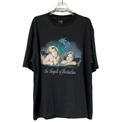 2022 European and American Summer Kids Band Rock Retro Washed Distressed Vintage Short Sleeve Men and Women Same Style
