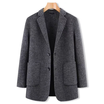 2021 Autumn Winter New Fashion Solid Men Long Sleeve Woolen Coat Slim Fit Overcoat Male Turn-down Collar Wool Outerwear B430