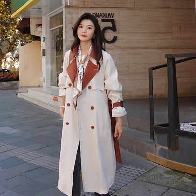 Brand New Spring Autumn Long Women Trench Coat Double Breasted Belted Storm Flaps Khaki Dress Loose Coat Lady Outerwear Fashion