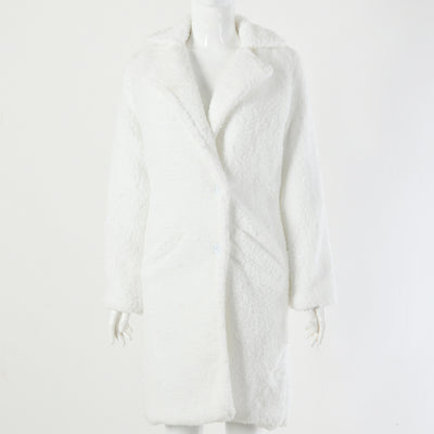 Women Winter Khaki Cashmere Long Overcoats Female Elegant Camel White Wool Cardigan Jackets Women Loose Woolen Teddy Fur Clothes