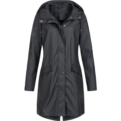 Coat Women Fashion Long Sleeve Hooded Raincoat Windbreaker Hiking Ladies Casual Solid Color Outdoor Waterproof Trench