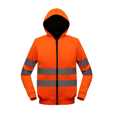 polar fleece fluo yellow and orange reflective safety sweatshirt