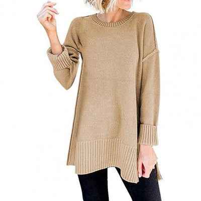 O Neck Sweater Women Casual Loose Hem Top Women's Knitted Thicken Pullovers Sweater Lady Sweater Top pull femme свитер женский