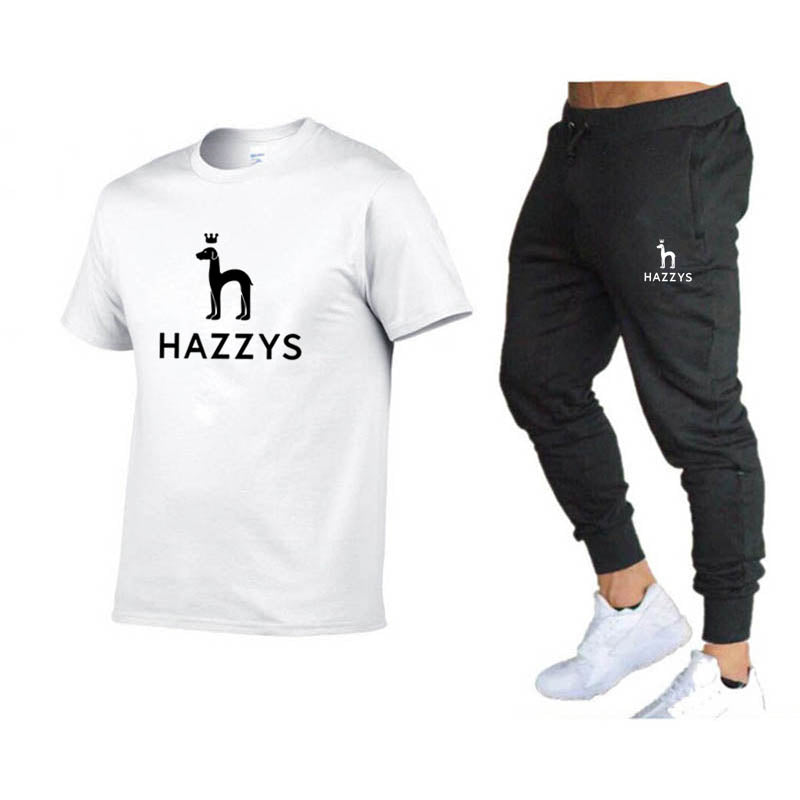 Summer New Hazzys Men&#39;s Sports T-Shirt + Pants Men&#39;s Suit Brand Casual Breathable Jogger Pants Hip Hop Fashion Men&#39;s Clothing
