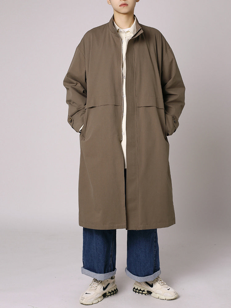 Mid Men&#39;s Length Knee Length Trench Coat Korean Style Loose Solid Color Casual Simple Versatile Sping Autumn Fashion 2A1925