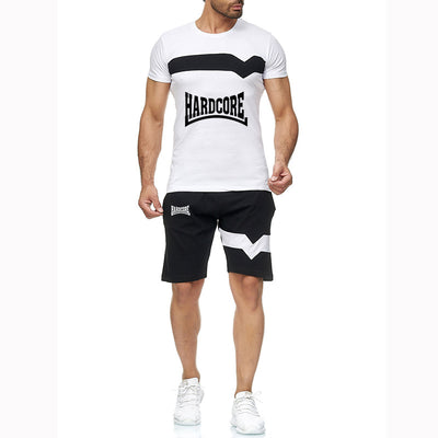 HARDCORE 2022 Men&#39;s New Summer Hot Sportswear Cotton Short Sleeves Fashionable Breathable Casual T-shirts Shorts Two Pieces Suit