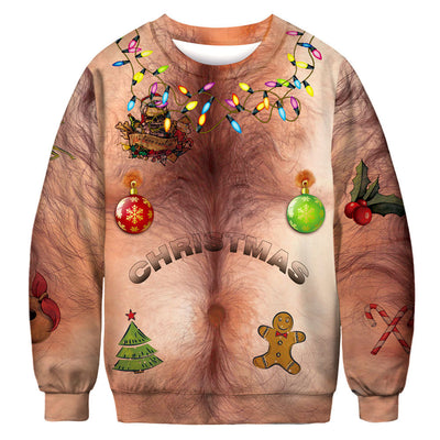 European and American Hot Christmas Tree Digital Printing Men's and Women's Round Neck Sweater Autumn Long Sleeve Pullover Top