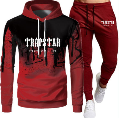 Tracksuit TRAPSTAR Brand Printed Sportswear Men Warm Two Pieces Set Loose Hoodie Sweatshirt + Pants Set Hoodie jogging
