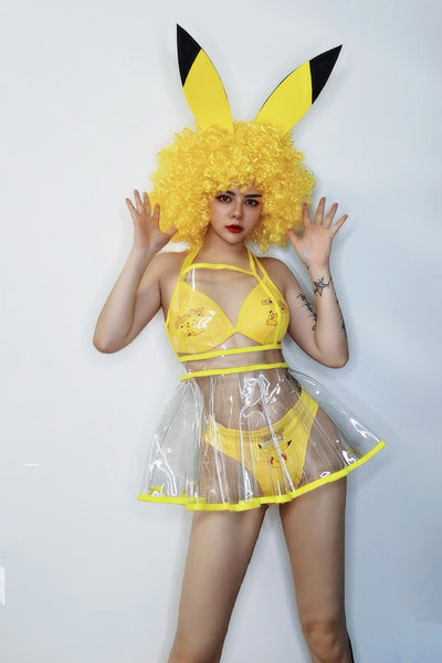 PVC Waterproof Clear Transparent Mini Dress Stage Show Costumes Cosplay Cute Kawayi Uniforms Touring DJ Club Private Party