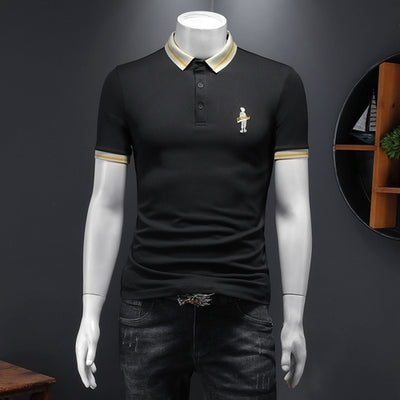 High Quality Embroidery Polo Shirts Men Summer Short Sleeve Slim Fit Lapel Tee Tops Casual Business Social Polos Streetwear