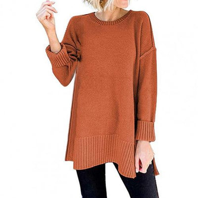 O Neck Sweater Women Casual Loose Hem Top Women&#39;s Knitted Thicken Pullovers Sweater Lady Sweater Top pull femme свитер женский