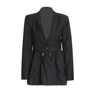 Black  Style Blazers For Females Notched Long Sleeve Solid Minimalist Casual Blazer 2022 Autumn Fashion Clothing